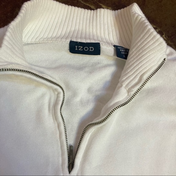 Men’s White 1/4 Izod Sweater - Picture 2 of 4
